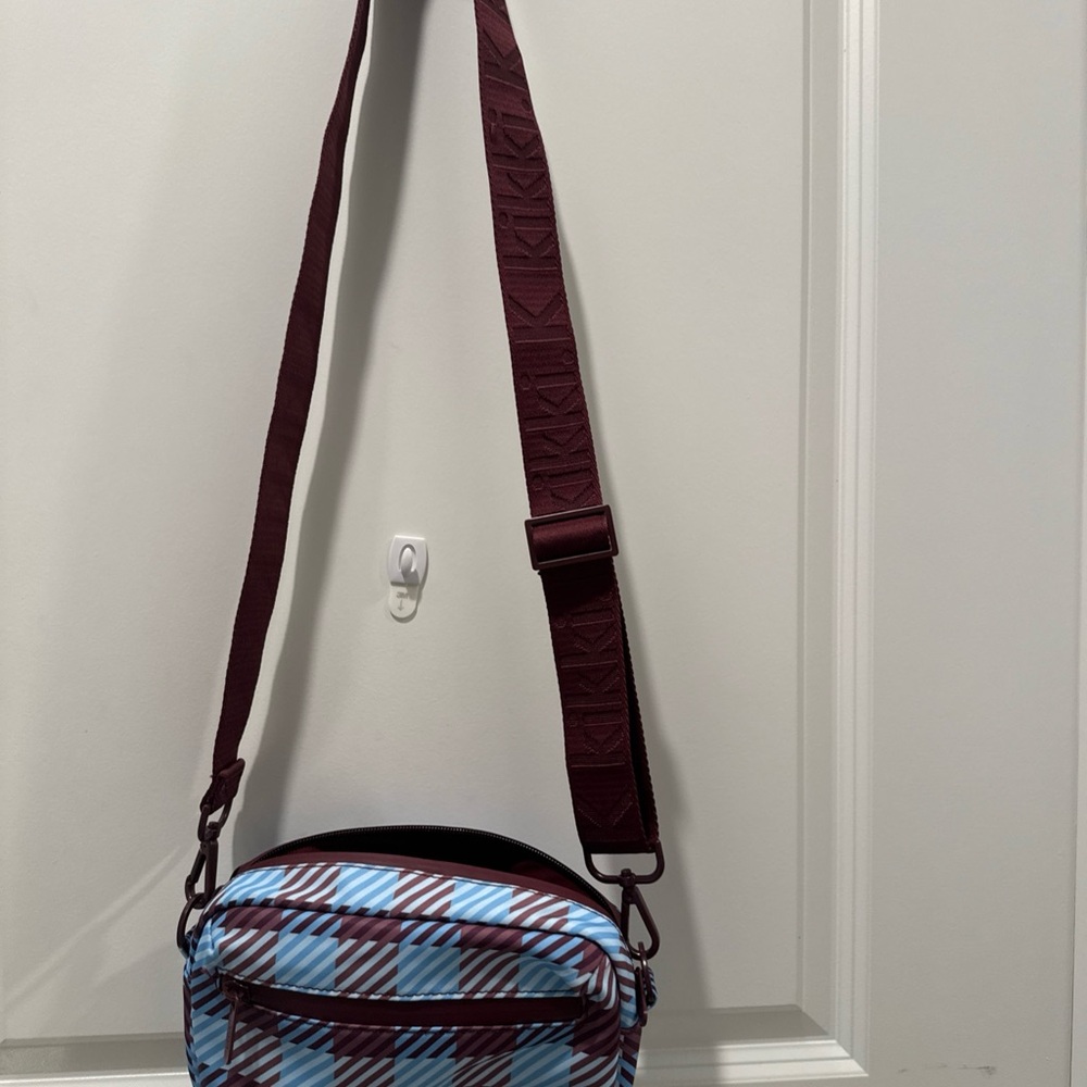 kikki.K Burgundy and Blue Striped Bag